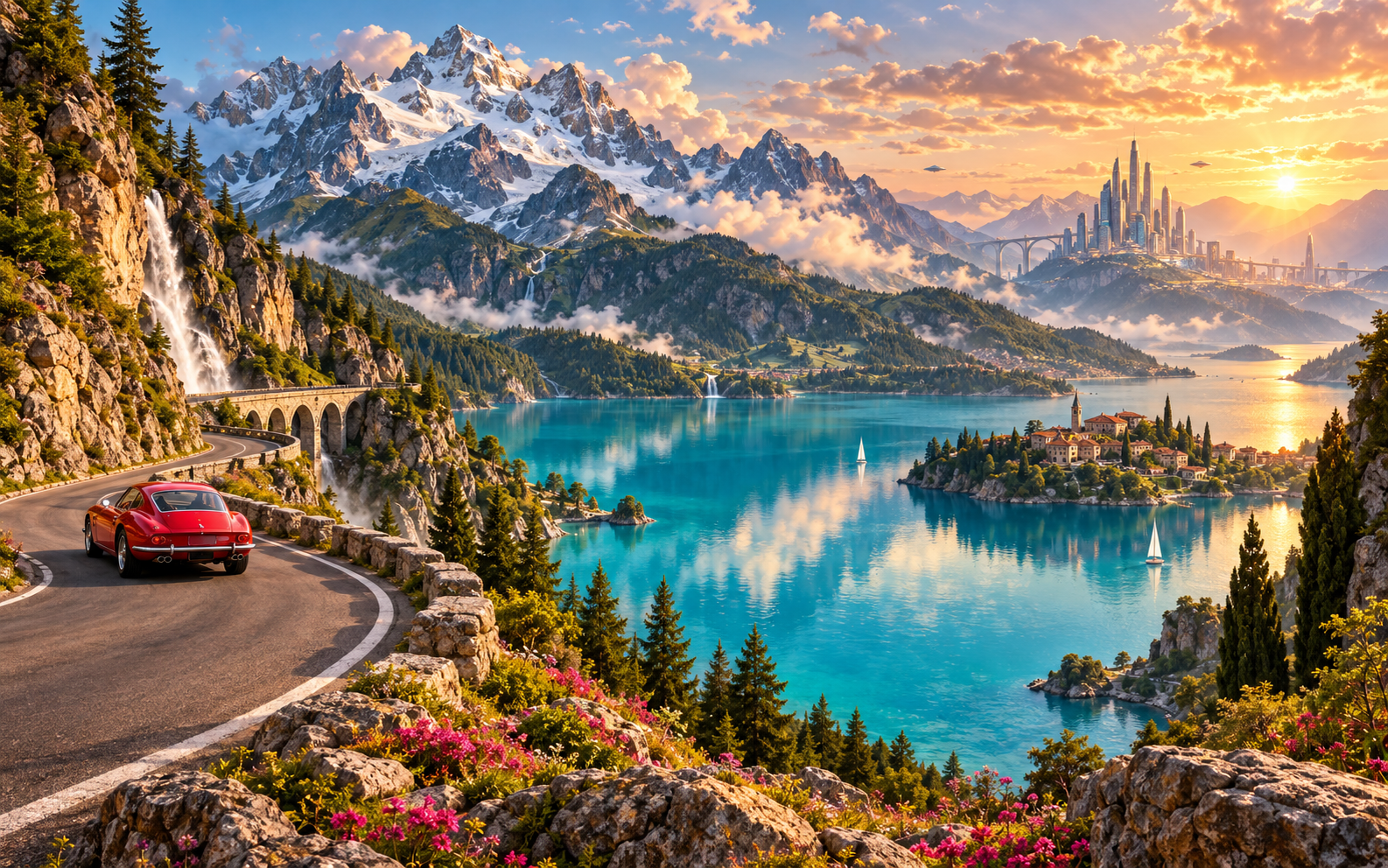 Paisagem fantástica de Mundo em Peças